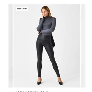 NWOT Spanx Faux Leather Leggings in Black Regular Length